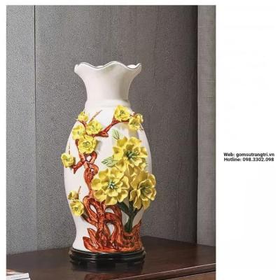 BÌNH HOA ĐẮP NỔI TRANG TRÍ PHÒNG KHÁCH